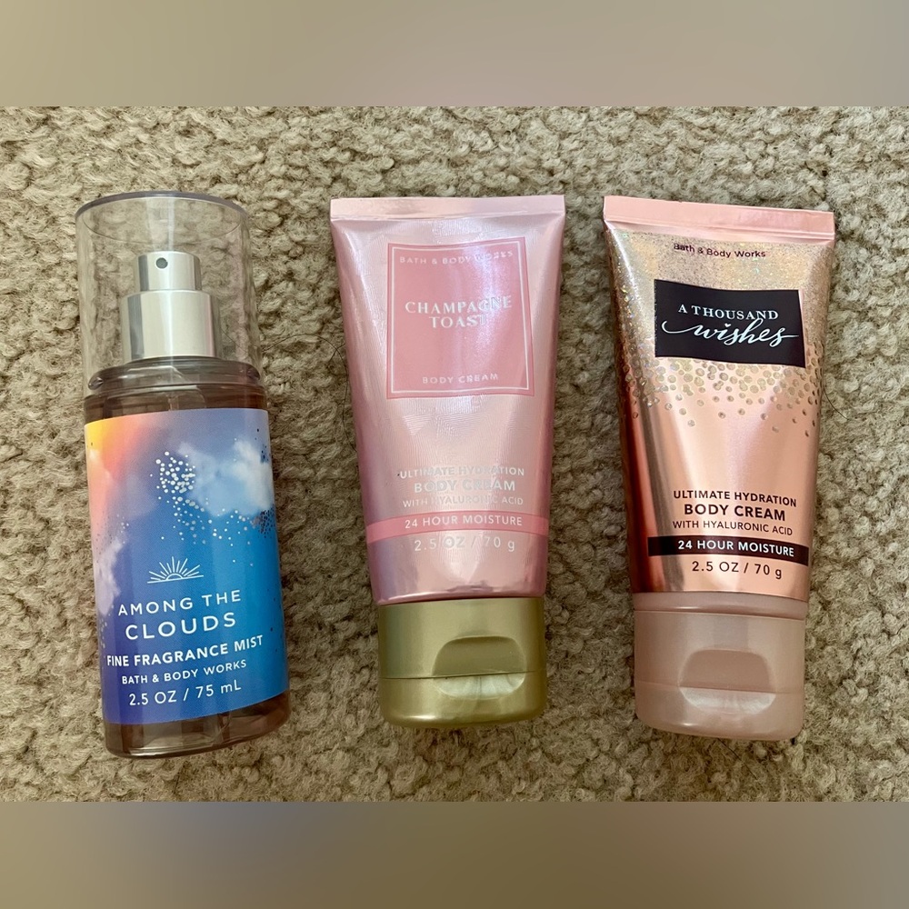 Bath & Body works Among the clouds Champagne toast A thousand wishes mists
